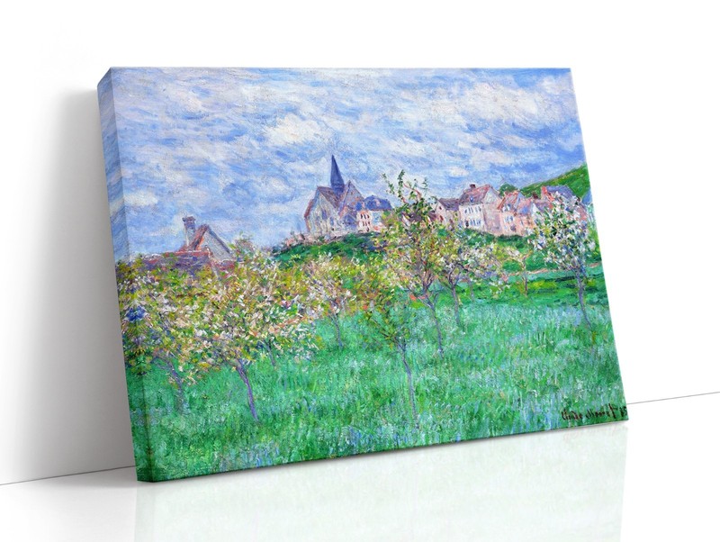 stretched canvas art print giclée – poster pillow Printemps a Giverny du matin