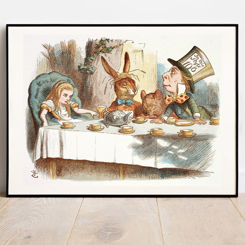 Art print Mad Hatter’s Tea Party by Tenniel giclee poster gallery wall Art decor