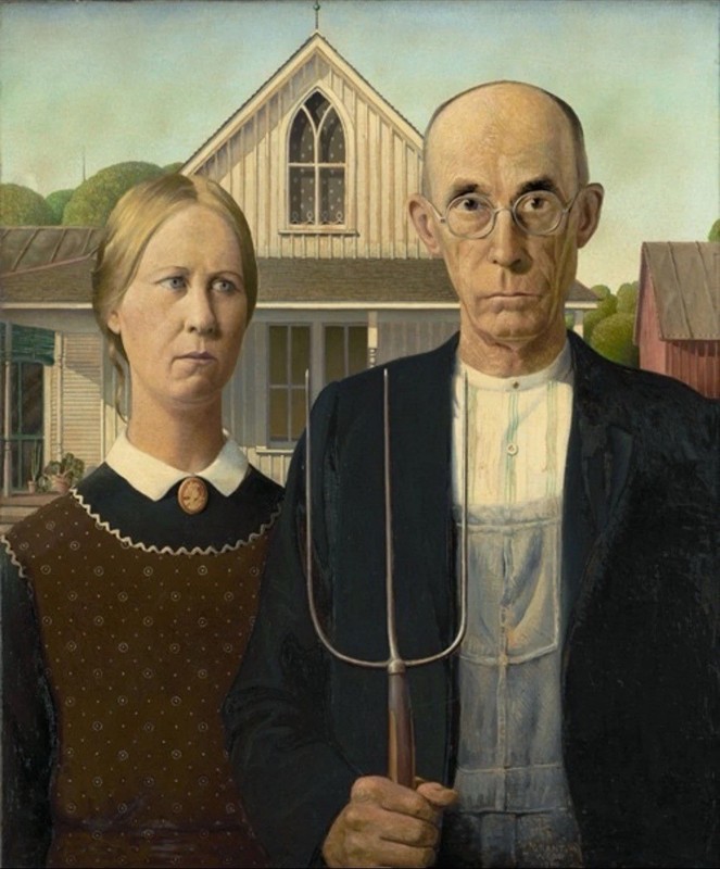 1930 American Gothic Vintage Painting Reproduction Giclee Print Fine Art Paper