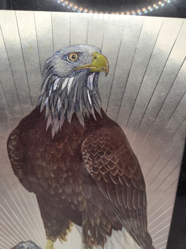 Vintage Foil Print of American Bald Eagle Matted & Framed Vintage Patriotic gallery