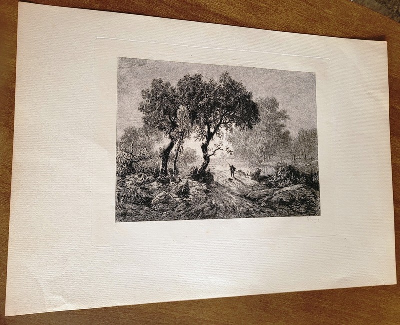 The Fisherman 1838 Gustave-Marie Greux After Théodore Rousseau Original Etching