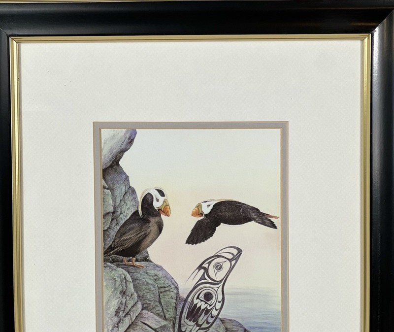Sue Coleman Tufted Puffin Framed Wildlife Bird Art Print Northwest Coast 16x13 gallery