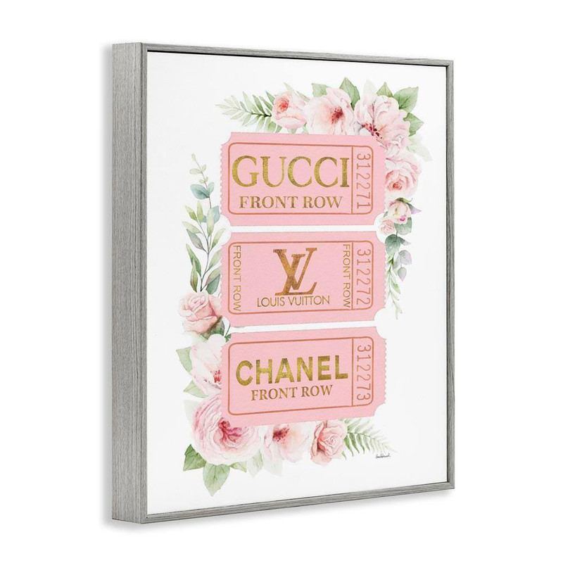 Chic Floral Glam Tickets by Amanda Greenwood Gray Framed Nature Giclee Art Print gallery