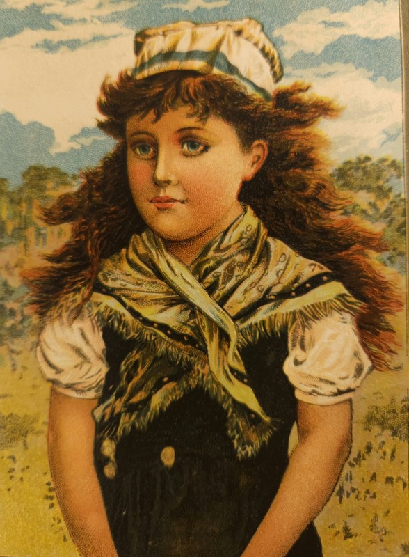 Vintage Pretty Sailor Girl Original c. 1880 Chromolithograph Maritime Scene