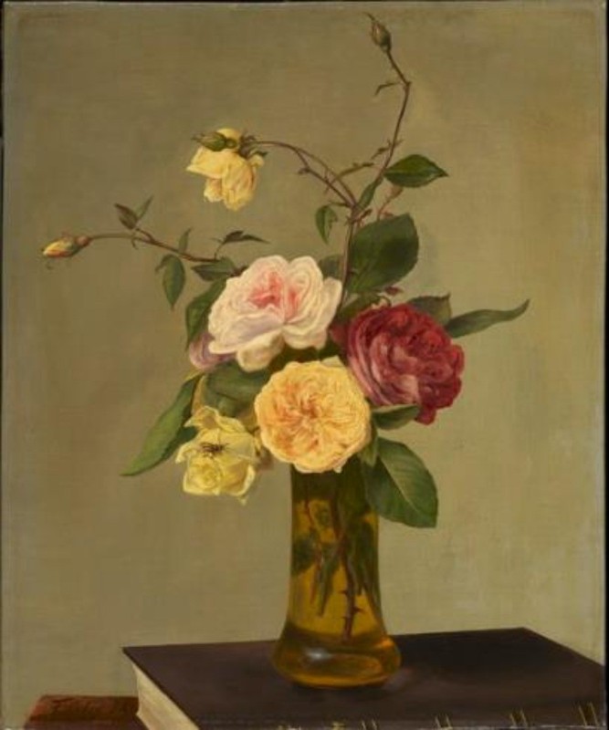 Art Giclee Printed Oil Painting Henri Fantin-Latour: Roses in a Vase Canvas