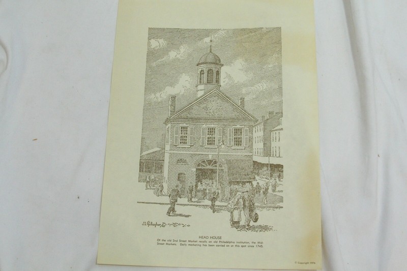 7 Historic Philadelphia Drawings J L Gallapher 9" x 12" Church Independence Hall gallery