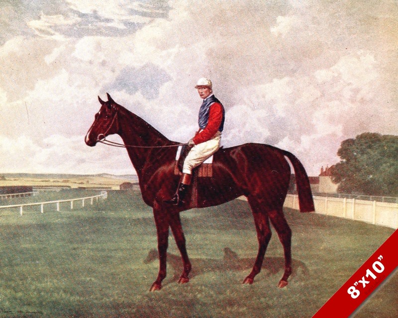 1900’S VINTAGE HORSE JOCKEY AT RACE TRACK RACING ART PAINTING REAL CANVAS PRINT