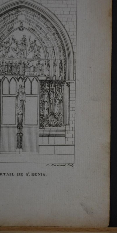 Antique Art Engraving Basilica of St Denis 1820's Original History Art gallery