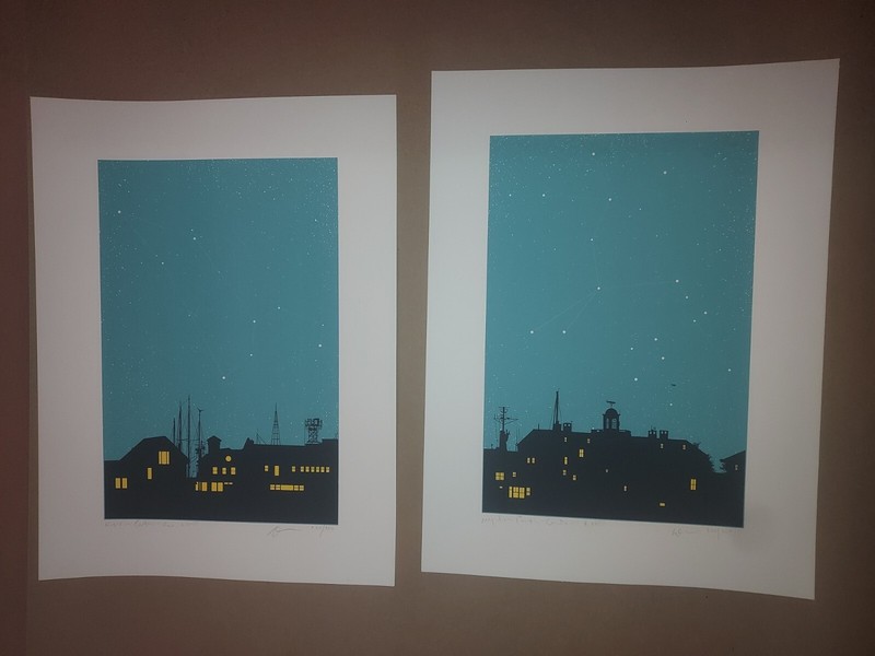 Dan McCarthy SET «Night on Earth» Leo + Centaurus 2015 Silkscreen glows dark