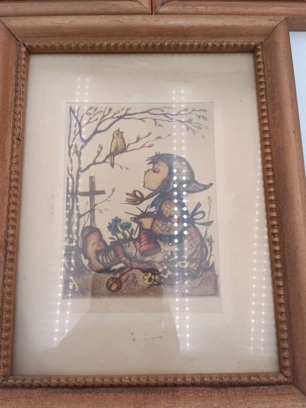 Vintage Framed Child Illustration Prints Set of 3 Wood Frames Storybook Style gallery
