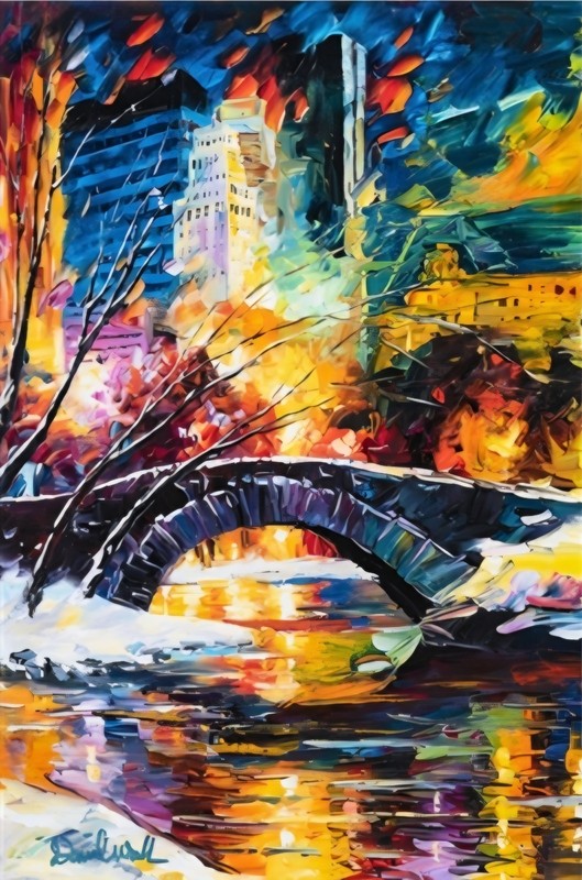 Daniel Wall CENTRAL PARK Giclee Hand Embellished Signed on Canvas xx/200