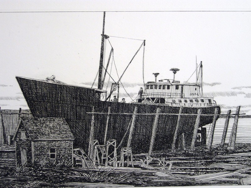 JONATHAN TALBOT ORIGINAL ETCHING «BOAT YARD»