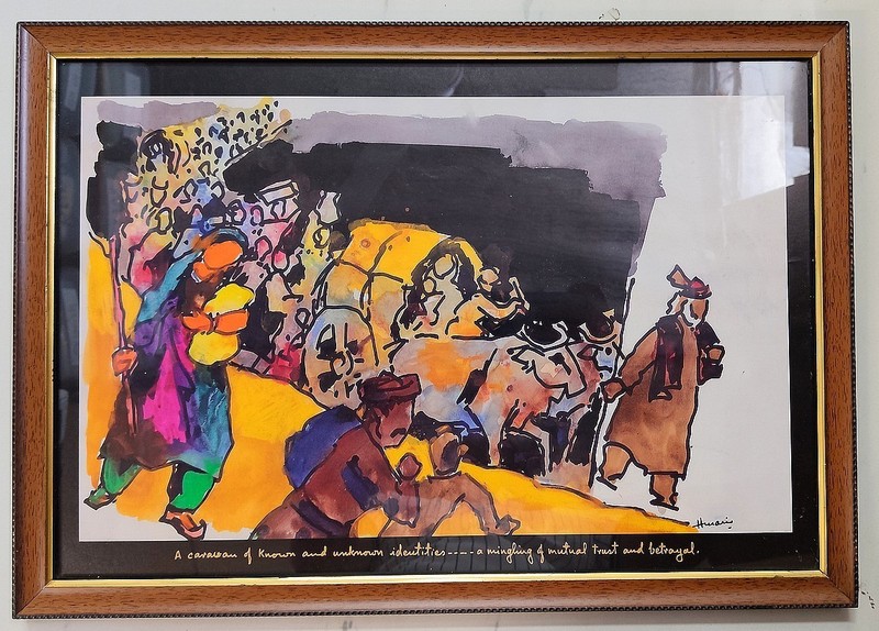 M F Husain framed serigraph for the 1991 movie Heena Raj Kapoor 15 x 21 inches