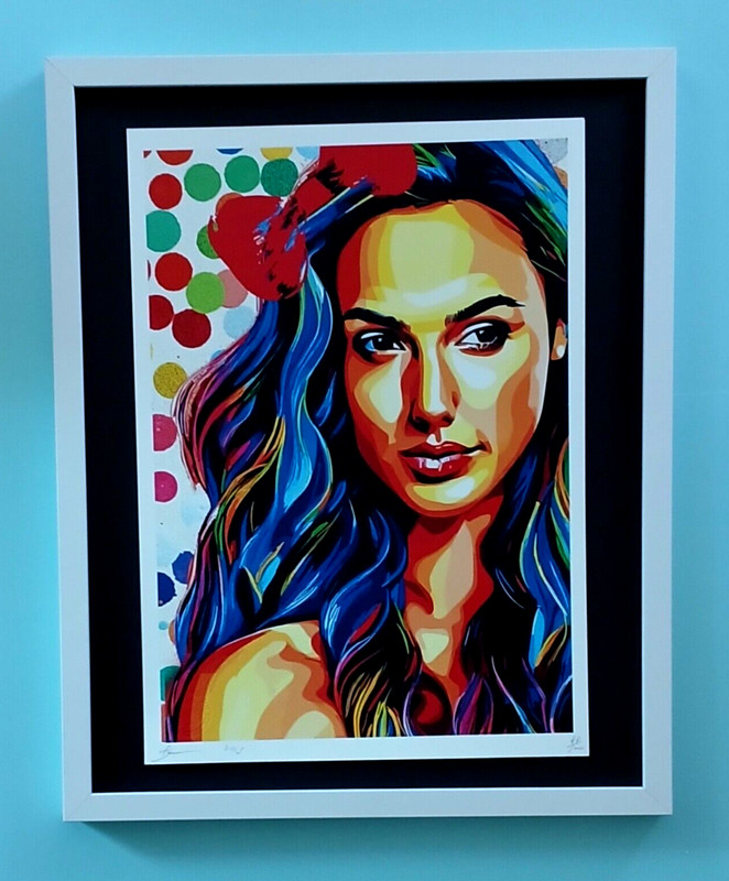 DEATH NYC Signed Large 16x20in Framed COA GAL GADOT WONDER Graffiti Pop Art #1