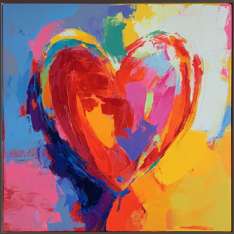 💖 Peter Max Heart Inspired | CANVAS | 24×24 Signed + COA 🎨 V8