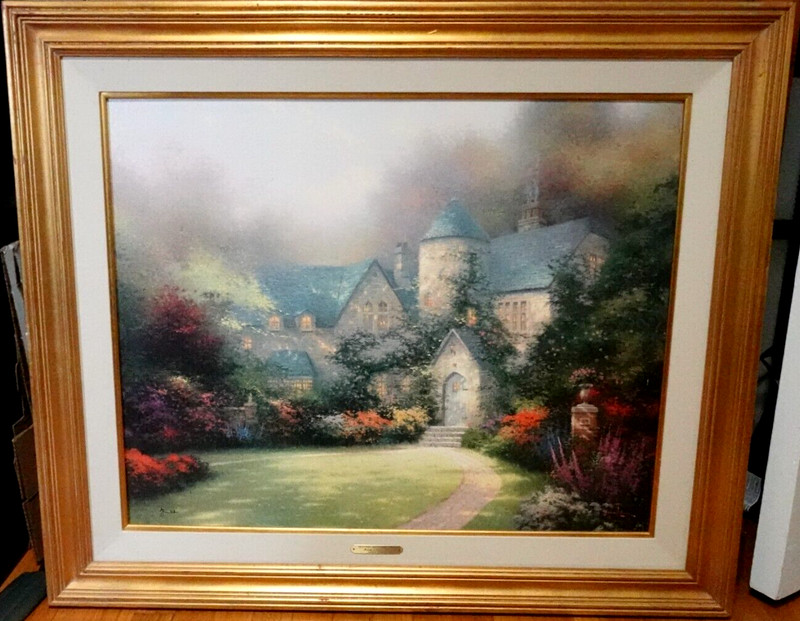 THOMAS KINKADE "BEYOND AUTUMN GATE" HAND SIGNED IN INK LARGE CANVAS LITHOGRAPH gallery