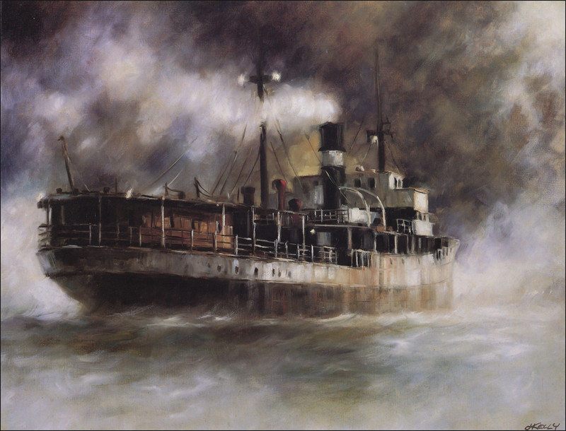 1984 Vintage Print Steam Ship Boat American Maritime Sea Coast Oil Paint Image
