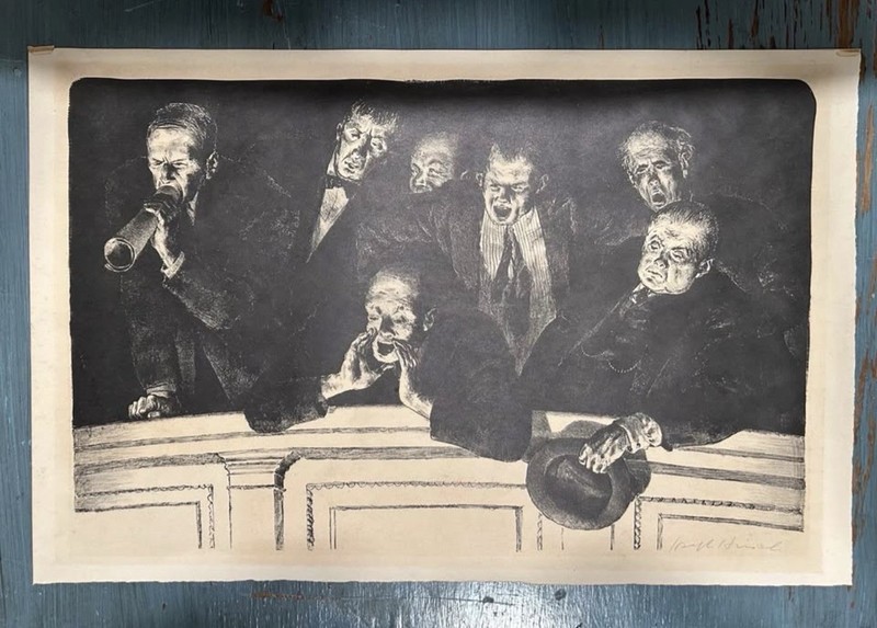 Joseph Hirsch, The Hecklers, 1943, Signed Original Lithograph