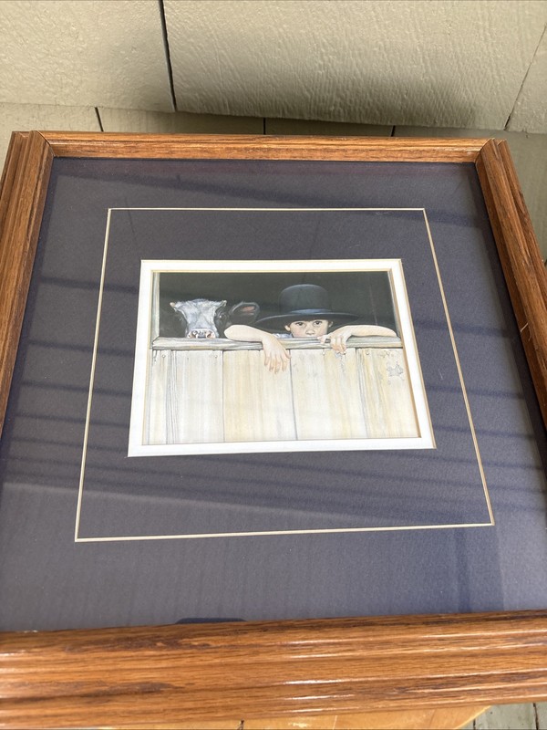 Nancy N.A. Noel My Calf Amish Boy Litho Print Off - Framed