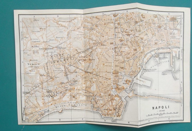 NAPLES City Plan +Environs Last Map bef WWII Italy - 1934 BAEDEKER 6x9.5" gallery