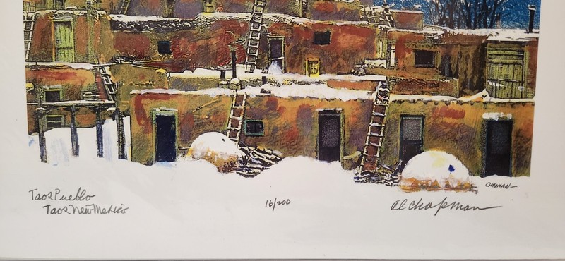 Al Chapman Signed, New Mexico - TAOS PUEBLO - Fine Art Print 16/200 14"×11" gallery
