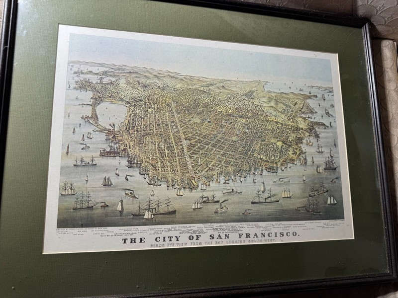 Vintage Currier & Ives «The City Of San Francisco» Color Lithograph – Framed