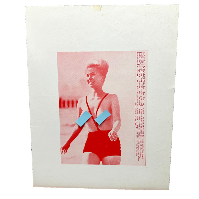 Toni Lee Shelley Halftone Litho Print Rudi Gernreich Monokini Chicago Beach 1964