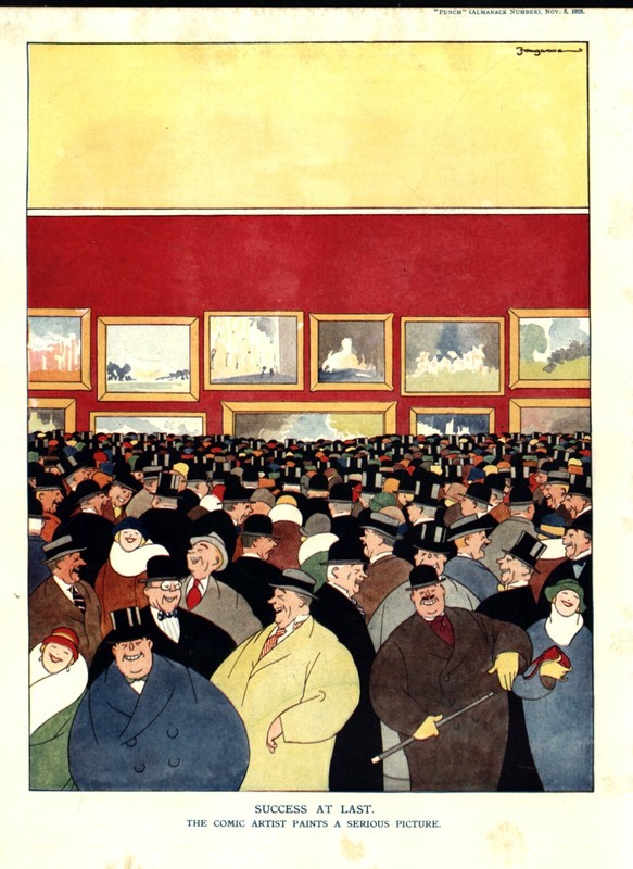 RARE 1928 CARTOON «SUCCESS AT LAST: The Comic Artist Paints a Serious Picture»