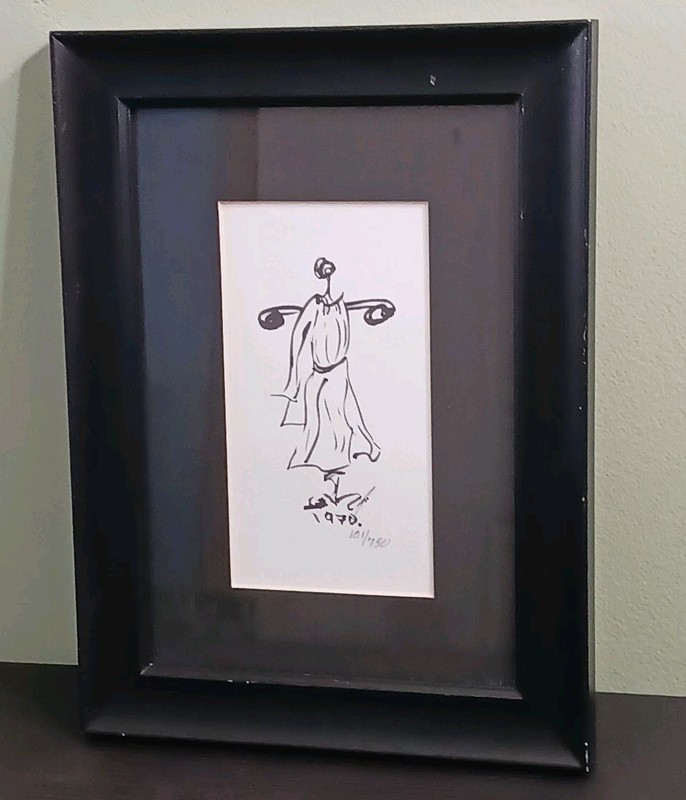 Joyful Dancer Signed Numbered Art Print Jennifer Lee 1970 Black White Framed