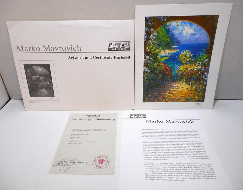 Harbour View Art Print Marko Mavrovich 9 3/8″ x 7″ Seriolithograph C.O.A.