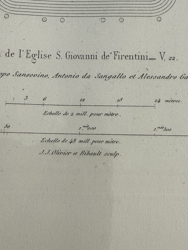 19th C Engraving Rome S. Giacomo Spagnuoli Details & S. Giovanni Fiorentini Plan gallery