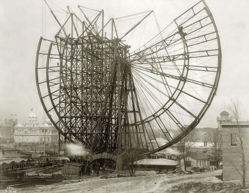 Construction of the Ferris Wheel at the 1904 World’s Fair Art Print Poster 19×24