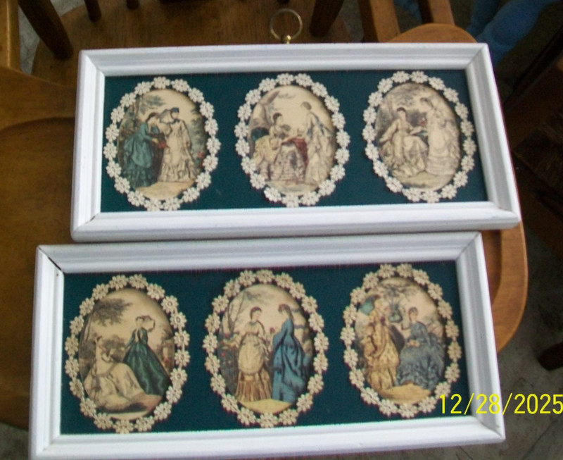 Pair Leroy Imp + Others Paris Framed 4 in.Pictures Ladies Fashion 1800’s