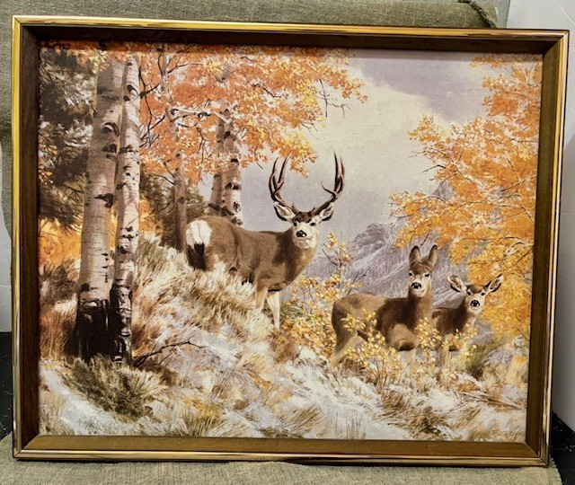 Framed «Mule Deer» Canvas Print by Tom Beecham Remington Wildlife Art Collection