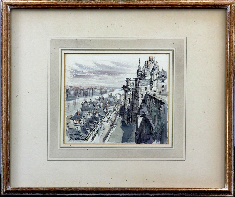Pen and ink by Dennis Flanders. Titled "Amboise".