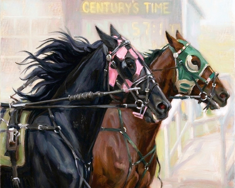 Harness Horse Race At The Finish Line #1 art print. Free Shipping. 0077