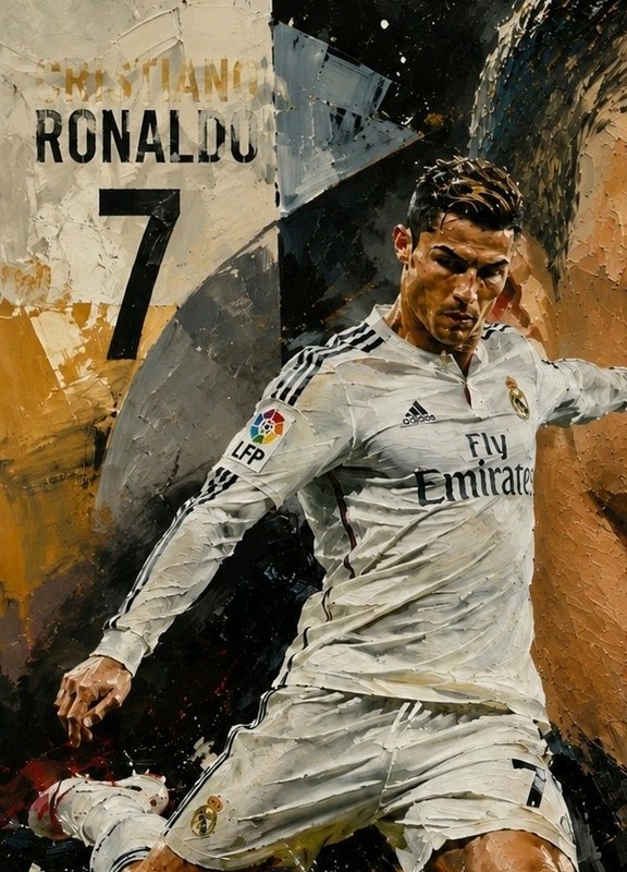 8x10 Cristiano Ronaldo Oil Painting Print gallery