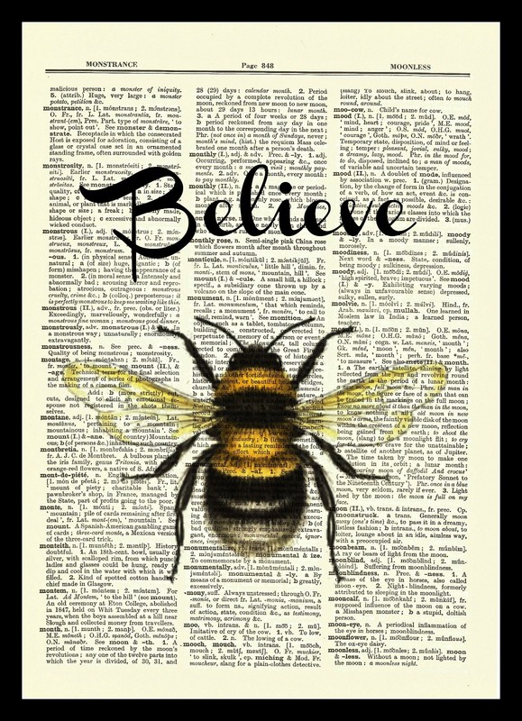 Believe Bee Dictionary Art Print Book Page Picture Bumble Bee Inspiration Poster gallery