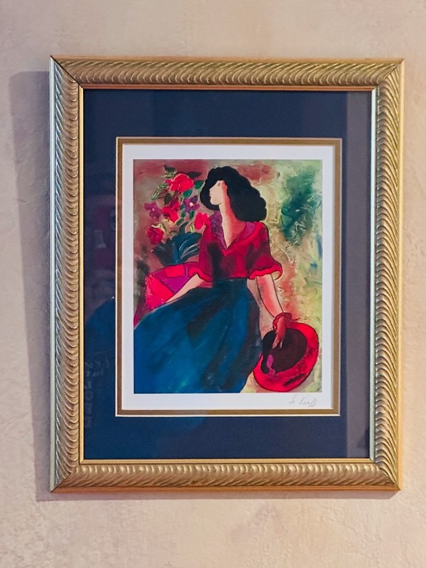 Linda Le Kinff Signed Framed “Afternoon With Polly II Signed COA #1