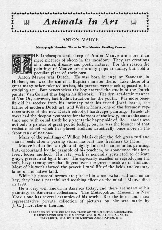The Mentor Association 1915 - Animals In Art - 5 Prints - 9 1/2” X 7” Very Good gallery