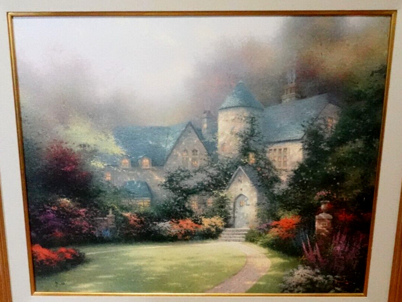 THOMAS KINKADE "BEYOND AUTUMN GATE" HAND SIGNED IN INK LARGE CANVAS LITHOGRAPH gallery