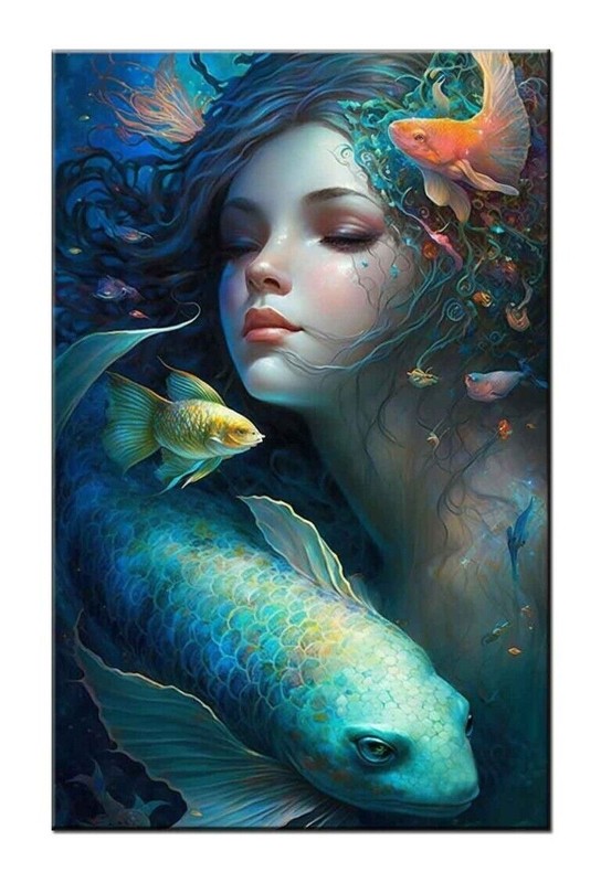 Art Giclee Printed Oil Painting Beautiful Mermaid Picture Printed Home Canvas
