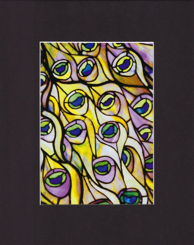 8X10 Matted Print Art Picture Louis Comfort Tiffany Stained Glass: Peacock Detai