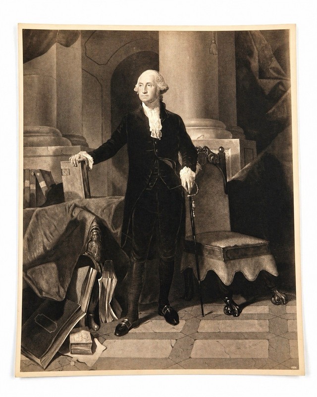 George Washington Portrait Print 16×20 Sepia Colonial Wall Art Gilbert Stuart