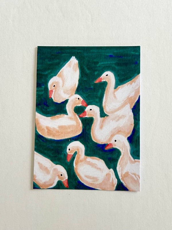 ACEO PRINT Acrylic Marker Art Card, Waterfowl, 2.5" x 3.5" Signed by Aedan gallery