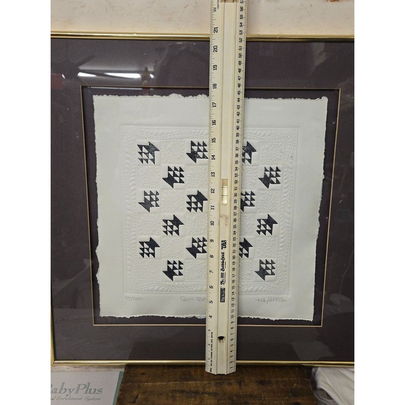 Betty's Basket Quilt Framed & Matted Art Handpainted Embossed Repro on Paper gallery