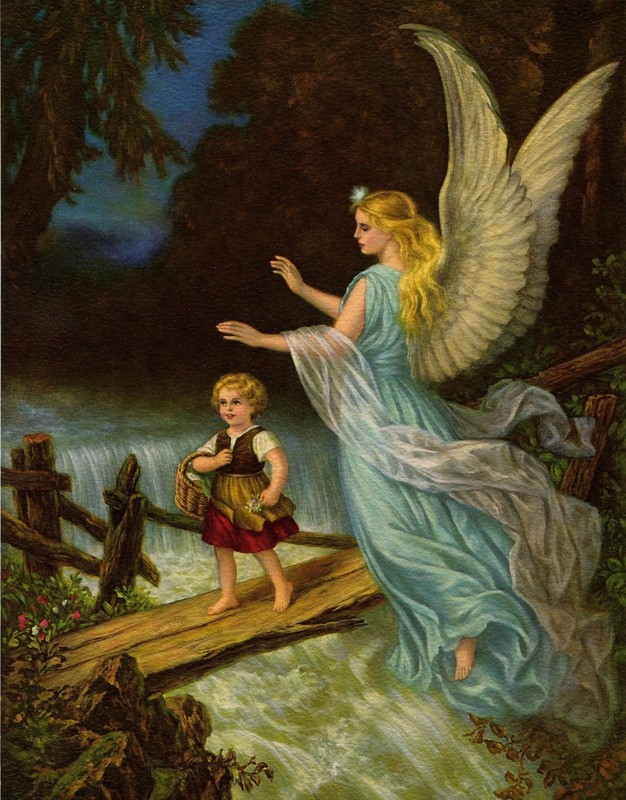 GUARDIAN ANGEL GIRL Catholic print picture poster print Home Decor