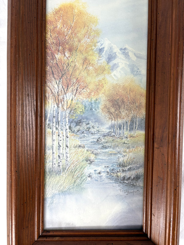 Peggy Bingham Signed Landscape Print Framed Aspen River Scene 20x10 Wall Art gallery