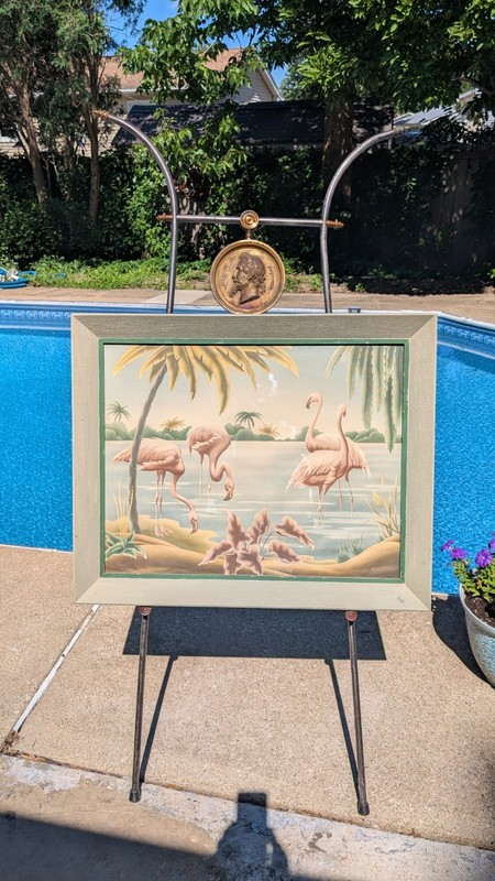 1950's Mid Century Modern Flamingo Lithograph Print Turner Decorative Associate