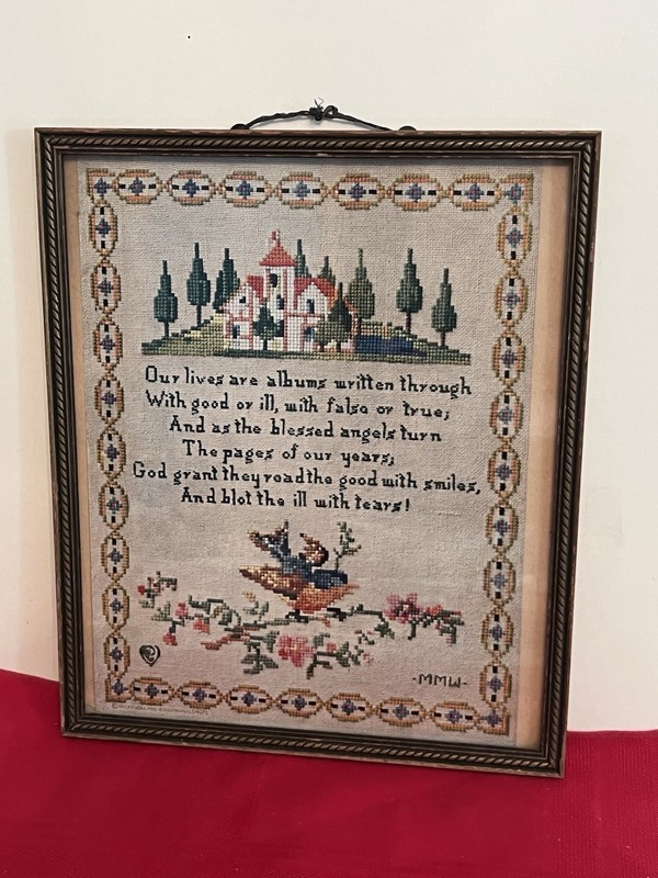 Antique 1917 Original Framed Litho Sampler Whimsical Poem By P F Volland Co.